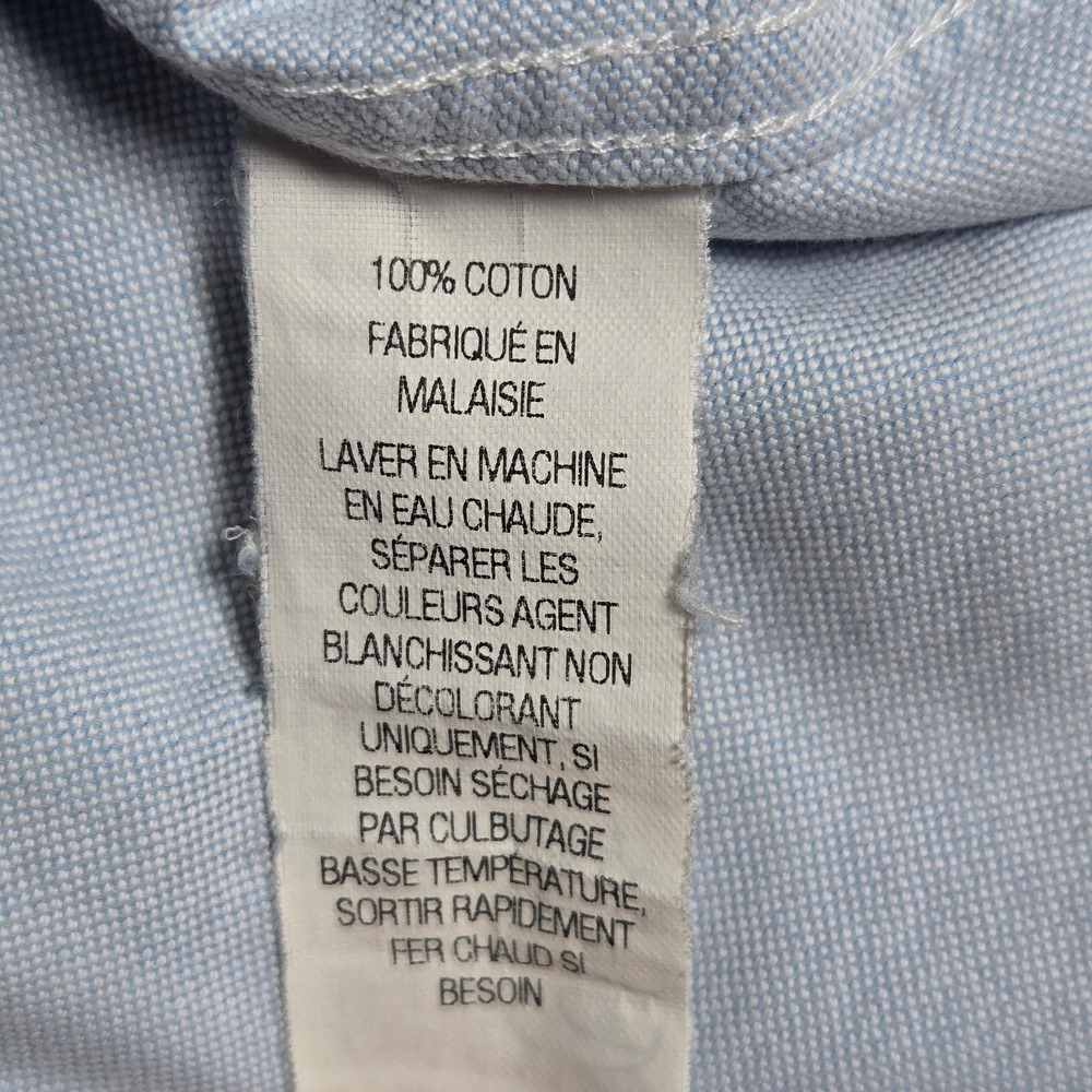 L.L. Bean Dress Shirt Mens 16-32 256513 Blue Wrinkle Resistant Button-Down Trim - Picture 6 of 14